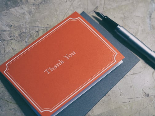 Orange and black thank you card